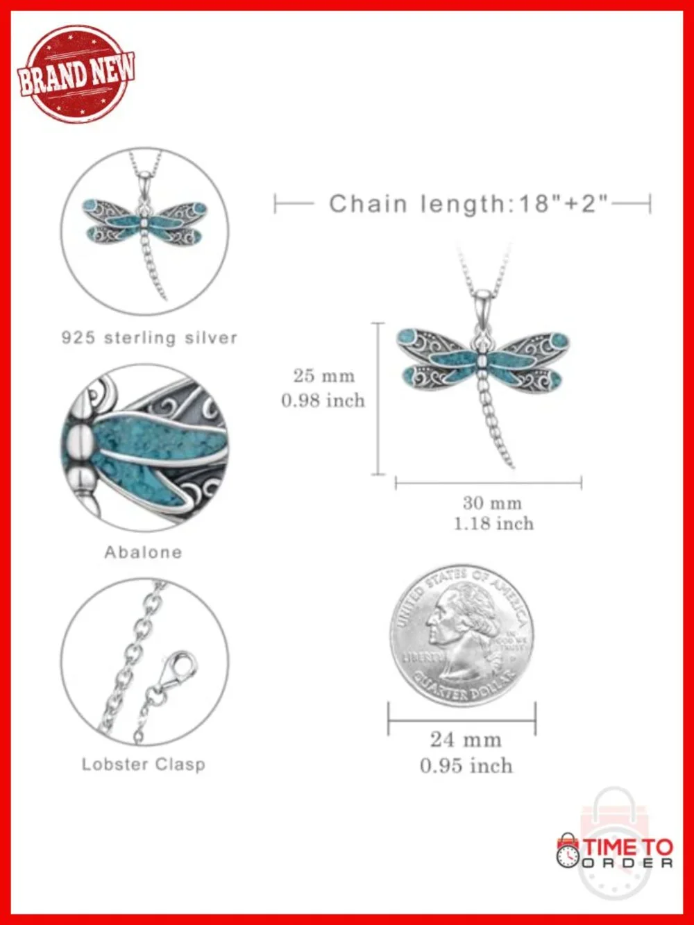 925 Sterling Silver Dragonfly Pendant Necklace Jewelry